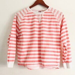french connection Top 13 Juniors Oversized Stripe Lace Stars Pink & White Boxy
